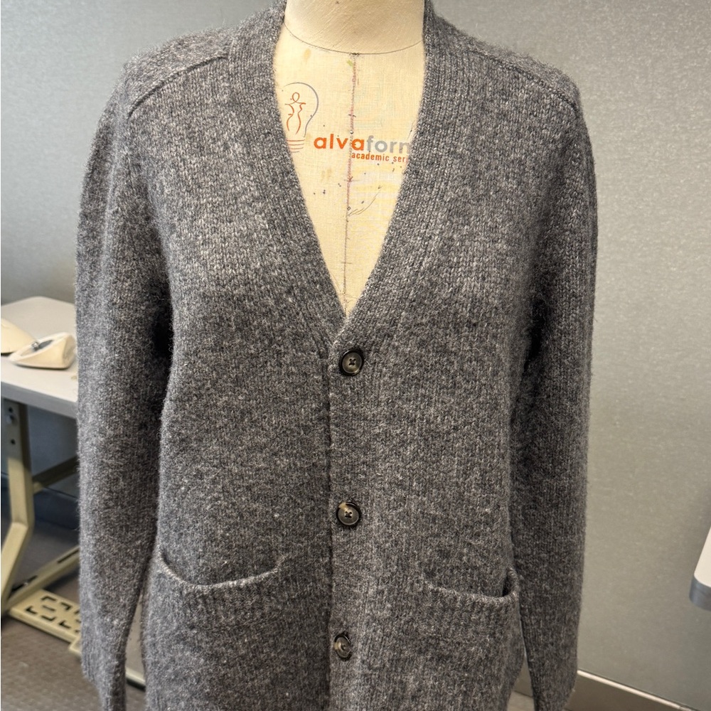 Everlane Men's Merino Wool - Cotton Blend Charcoal Cardigan